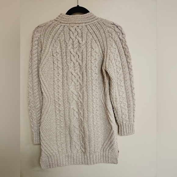 Real Irish Wool Sweater Aran Sweater Market Cable Knit Cozy Tunic Top Size M - Picture 3 of 9